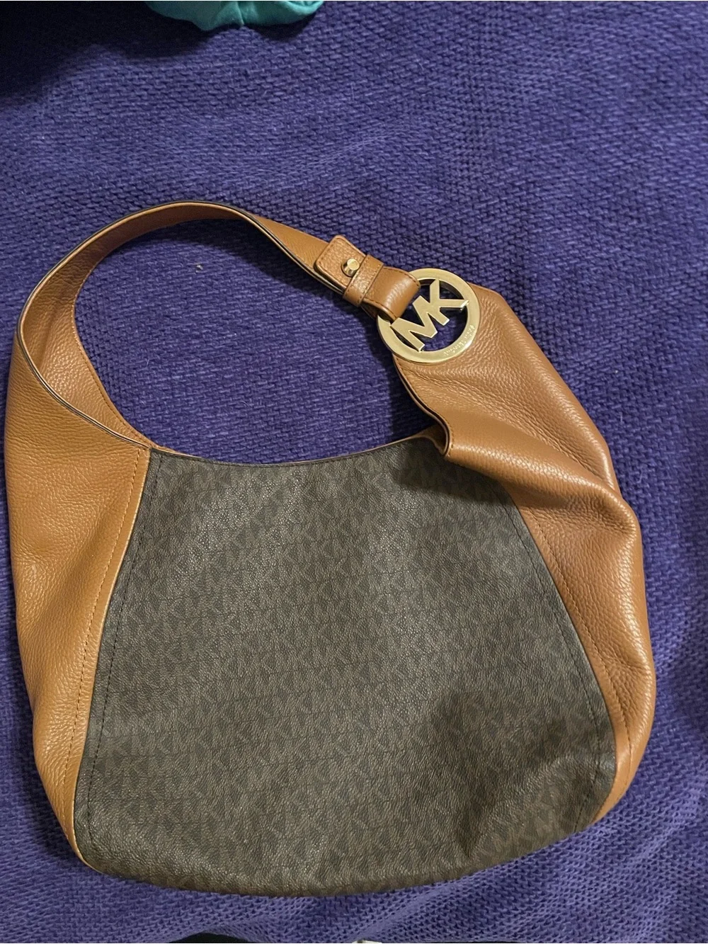 Michael Kors Brown & Orange Leather-Trim Hobo